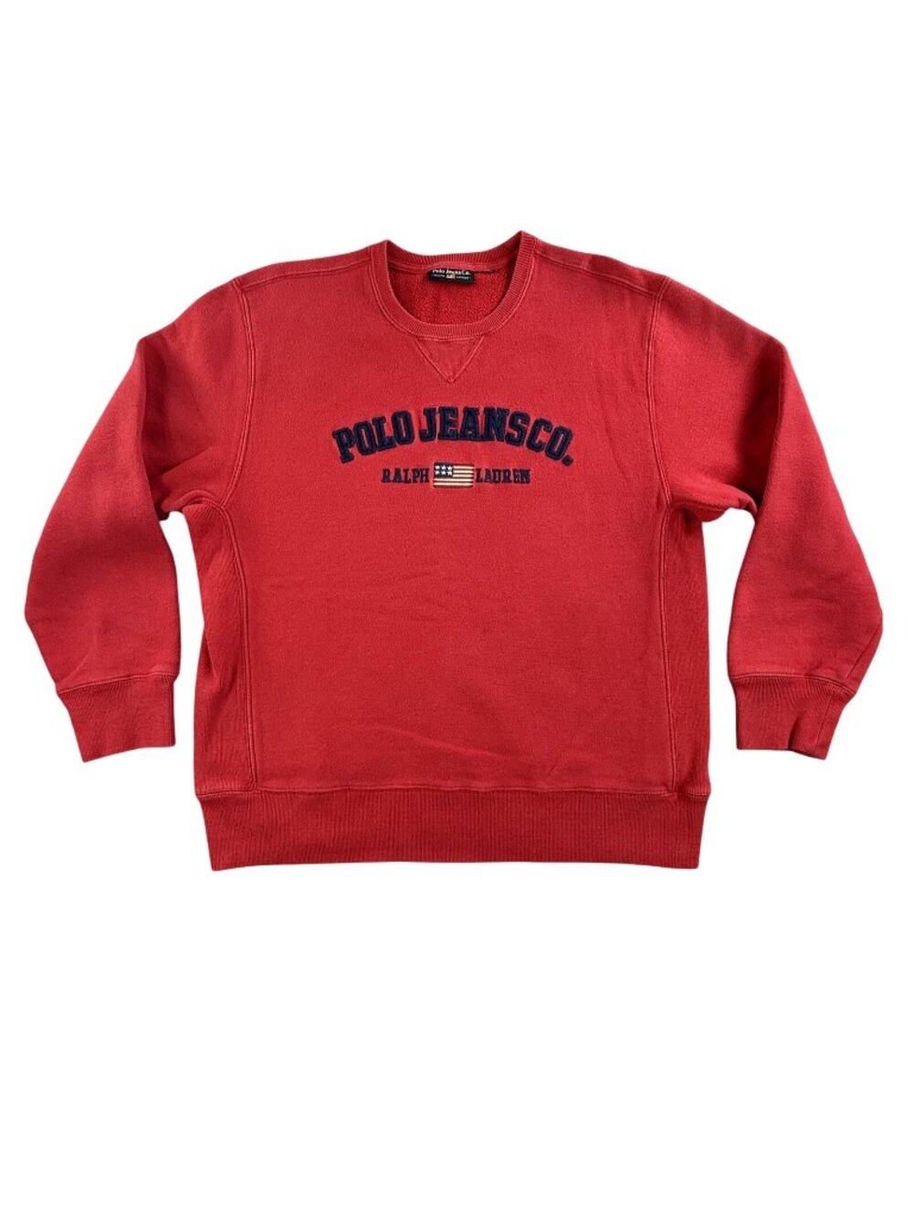 Vintage Polo Jeans Co Ralph Lauren Sweatshirt Mens Medium Red USA Flag Crewneck